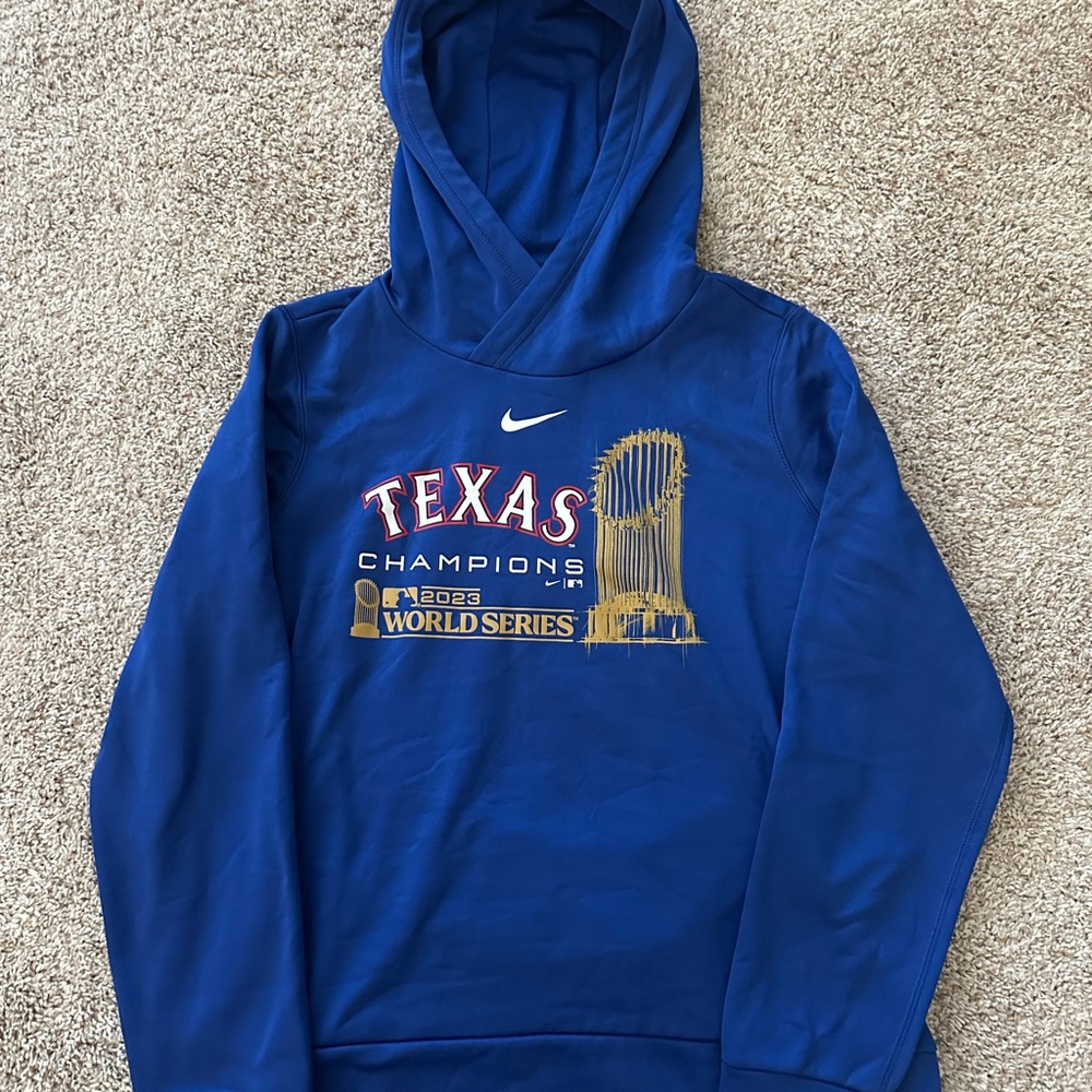 Texas Rangers World Series Champions Nike Men’s L Hoodie Blue